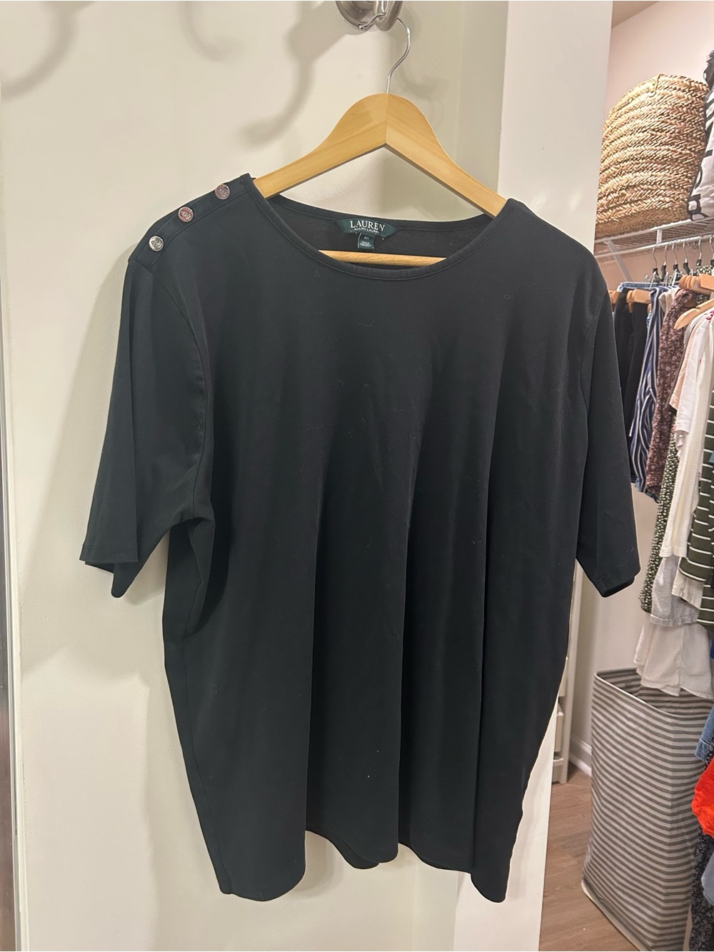 Ralph Lauren Black Button-Shoulder Shirt